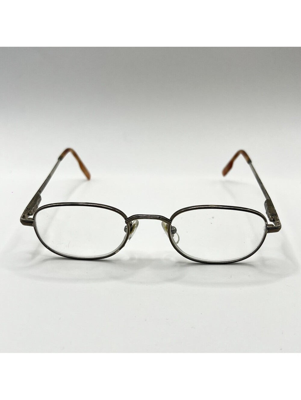 Vintage Foster Grant Oval Wire Frame Glasses | Gunmetal Tortoise Tip Eyeglasses